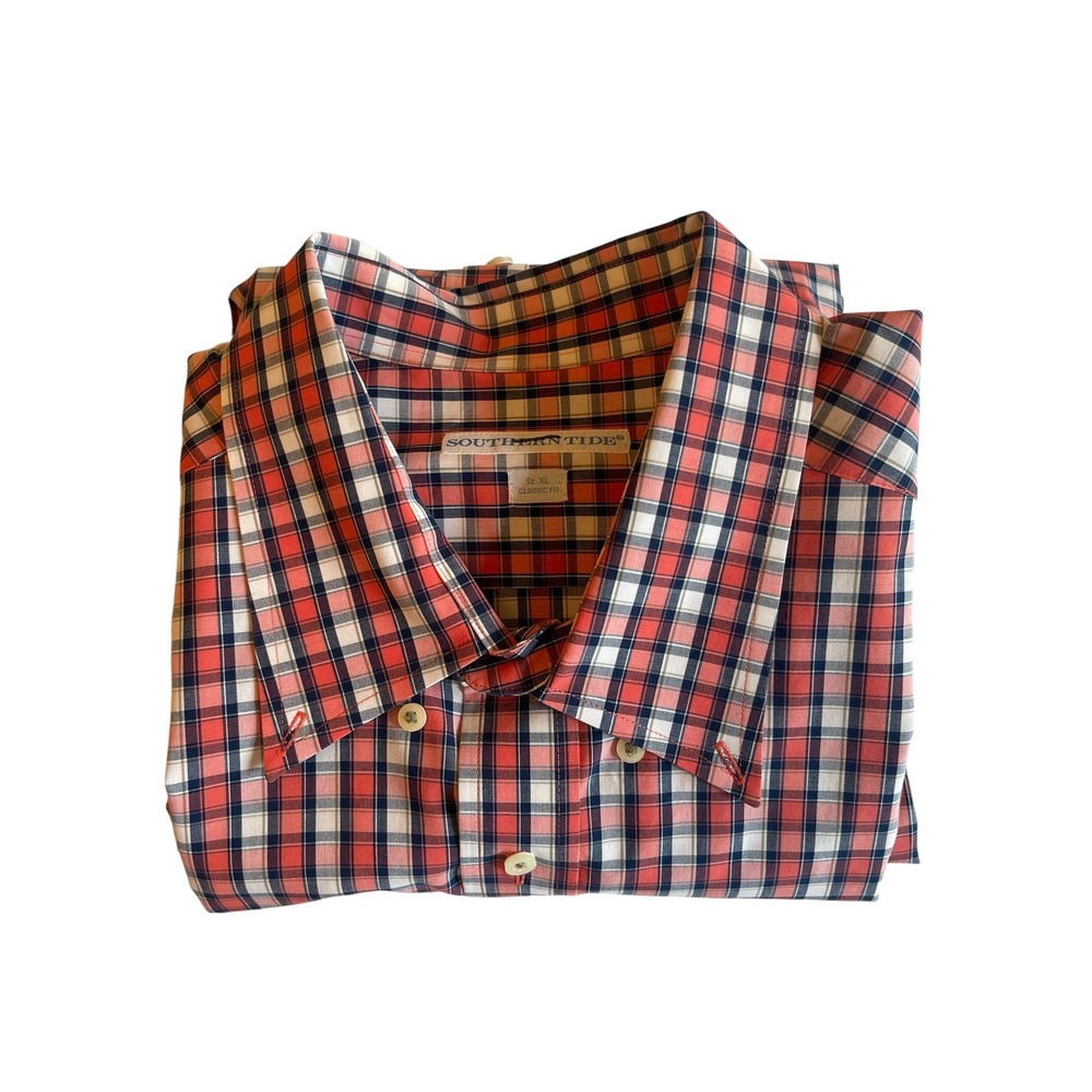 Southern Tide Mens XL Classic Fit Plaid Button Down Shirt Collegiate Office Dad